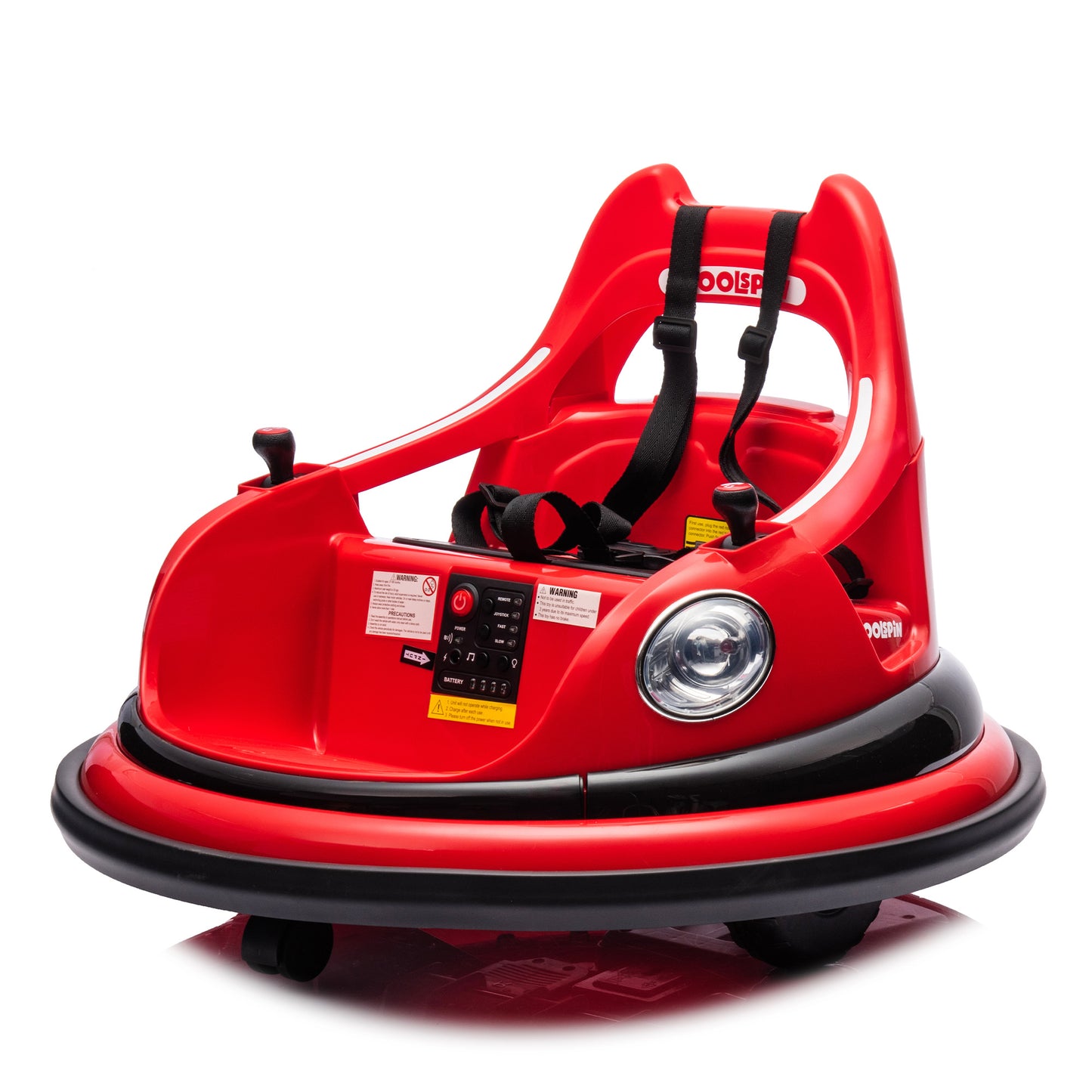 12V Ride-On Bumper Car for Kids - Remote Control, LED Lights & 360Spin, Red
