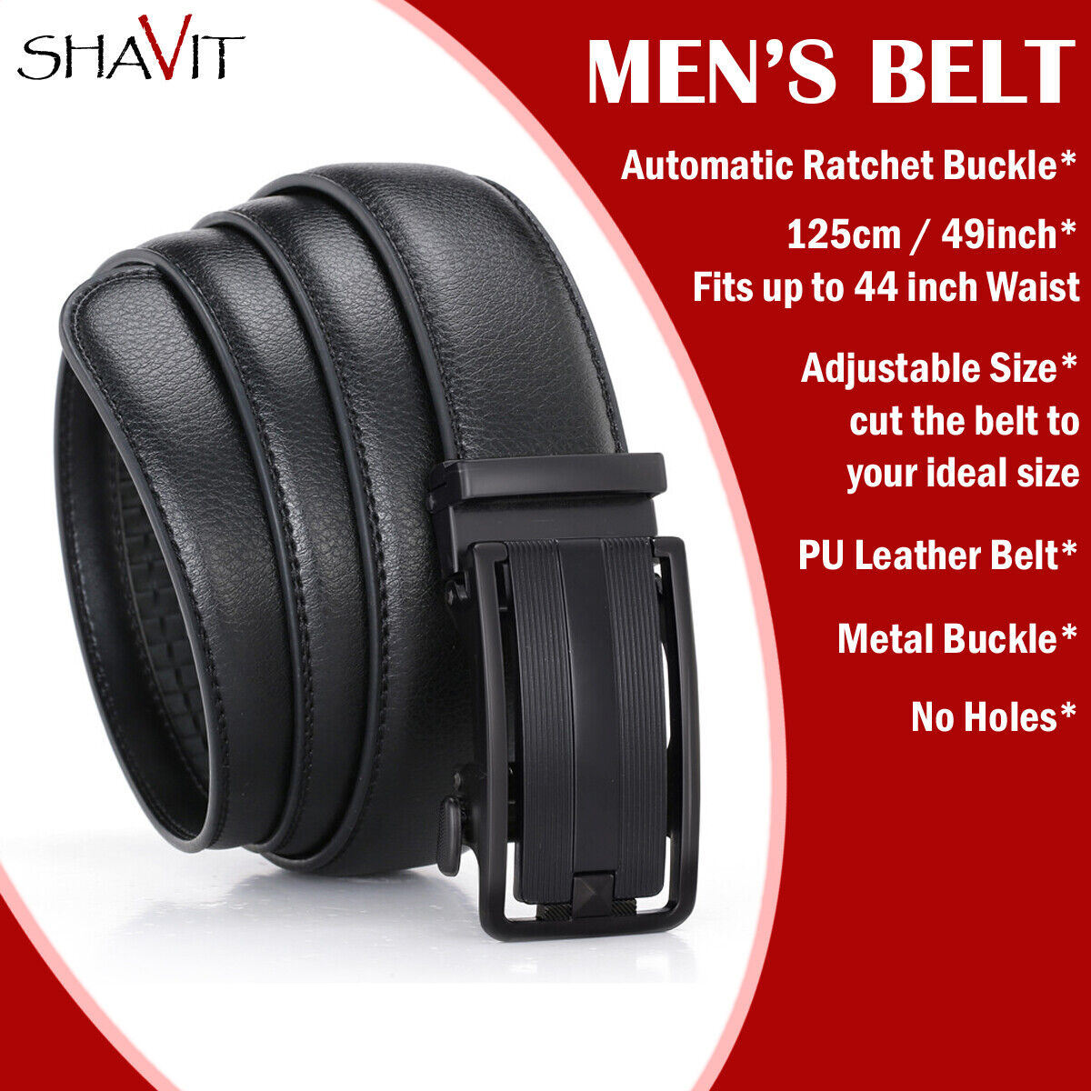 Men's Ratchet Belt Leather With Slide Buckle