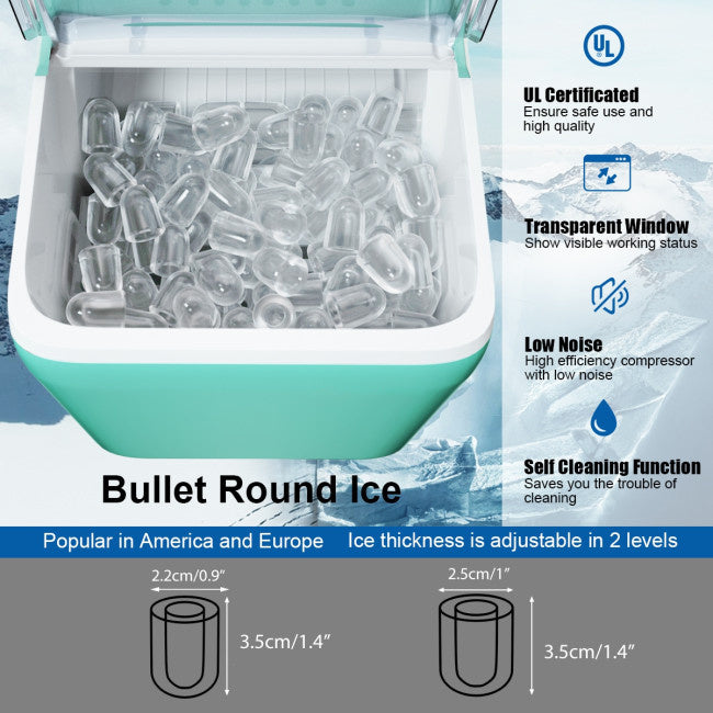 Portable Countertop Ice Maker, Rapid 8.5-Minute Ice Production