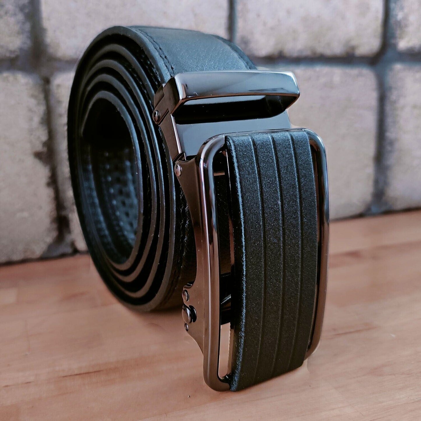 Men's Ratchet Belt Leather with Slide Buckle
