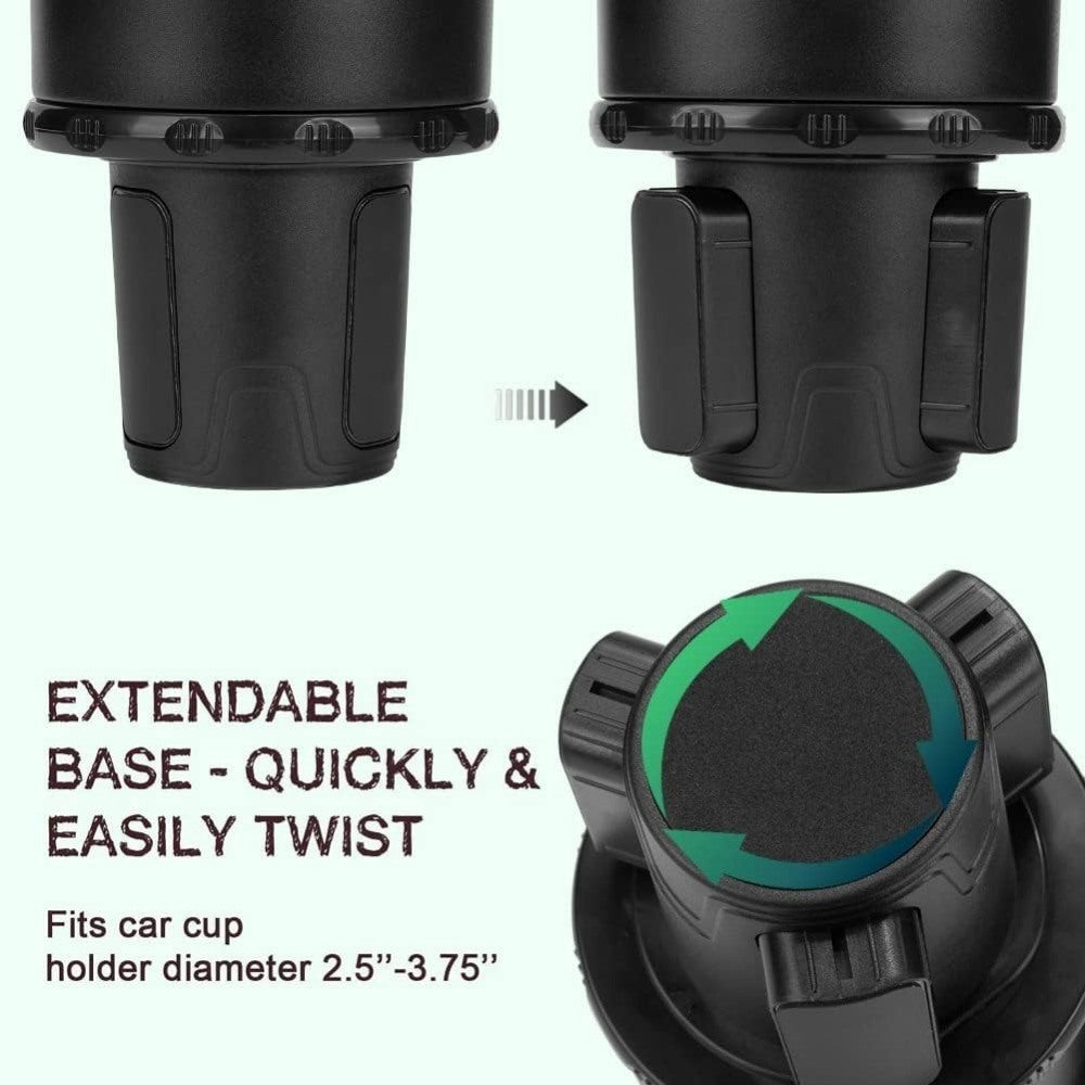 Revolutionary Car Cup Holder Expander with 360 Degree Tray