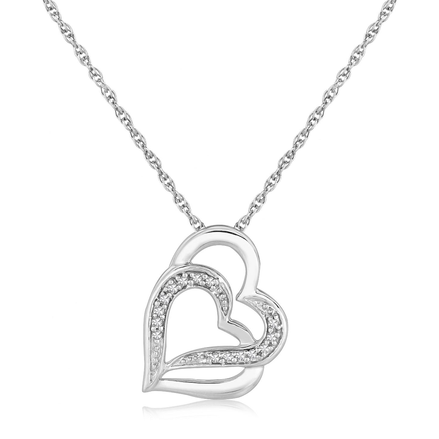Intricate Heart Pendant: Sterling Silver & Diamond Elegance