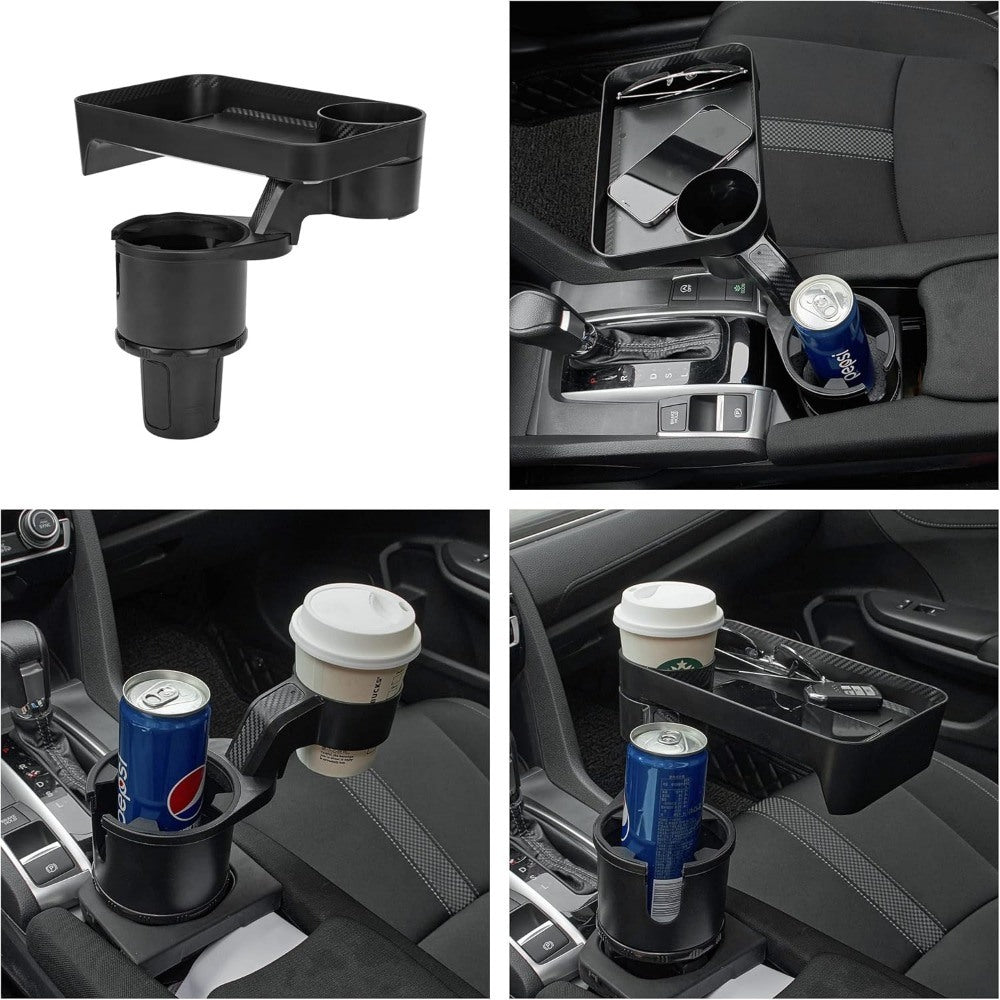 Revolutionary Car Cup Holder Expander with 360 Degree Tray