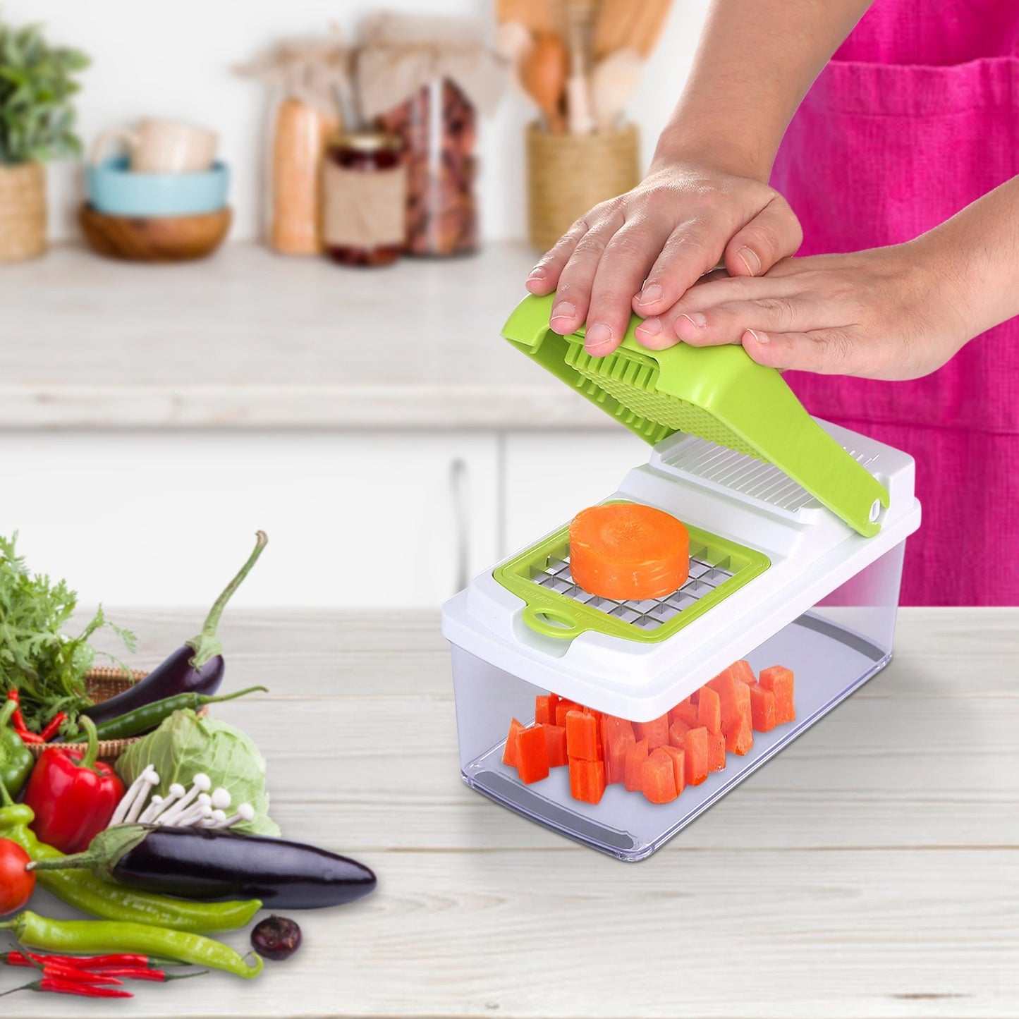 Vegetable Slicer Set, Quick, Multi-Functional Dicer with 3 Blades