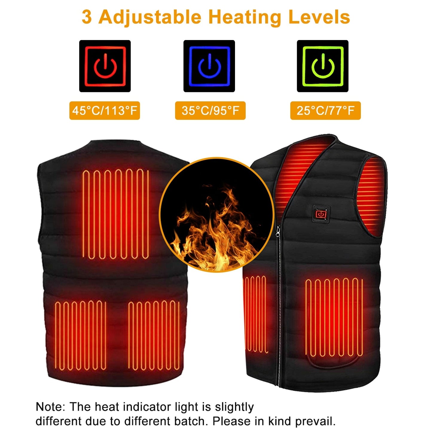 USB Heated Vest - 5 Heating Pads & Adjustable Temperature for Men and Women