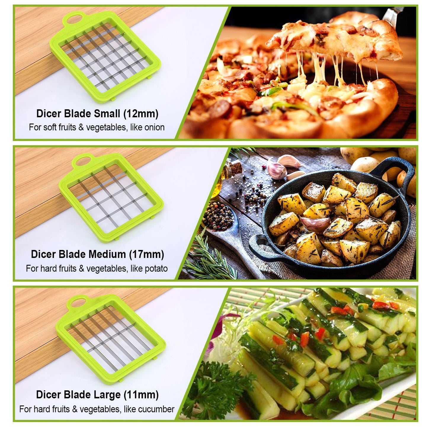 Vegetable Slicer Set, Quick, Multi-Functional Dicer with 3 Blades