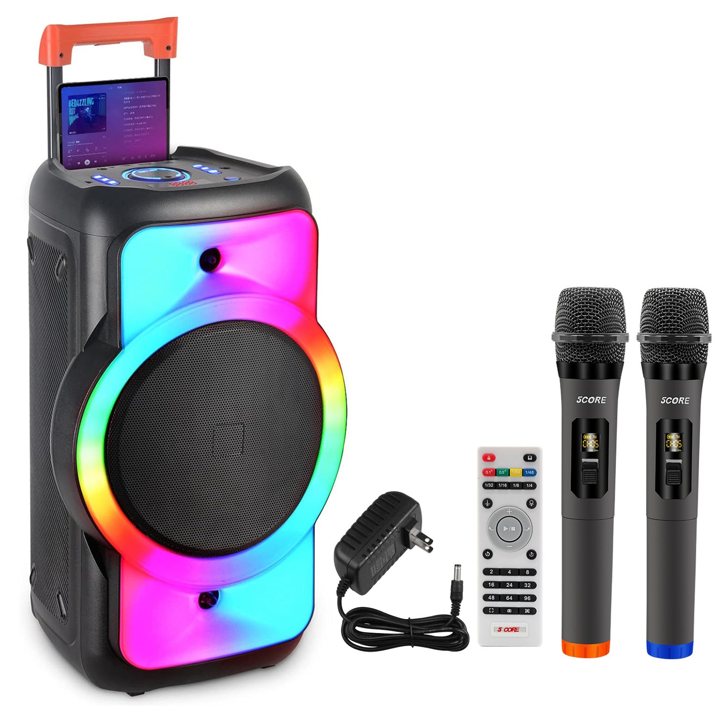 500W Karaoke Machine & Portable Bluetooth Speaker with DJ Lights