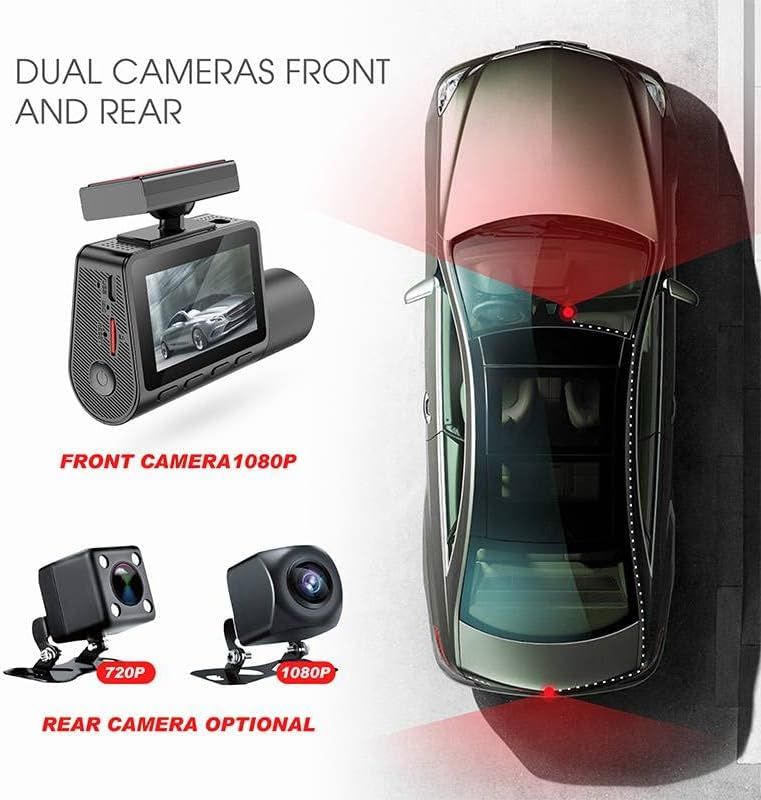 Dual Front & Rear Dash Cam: 2K QHD + 1080p, 140 Degrees, Wide Angle & GPS