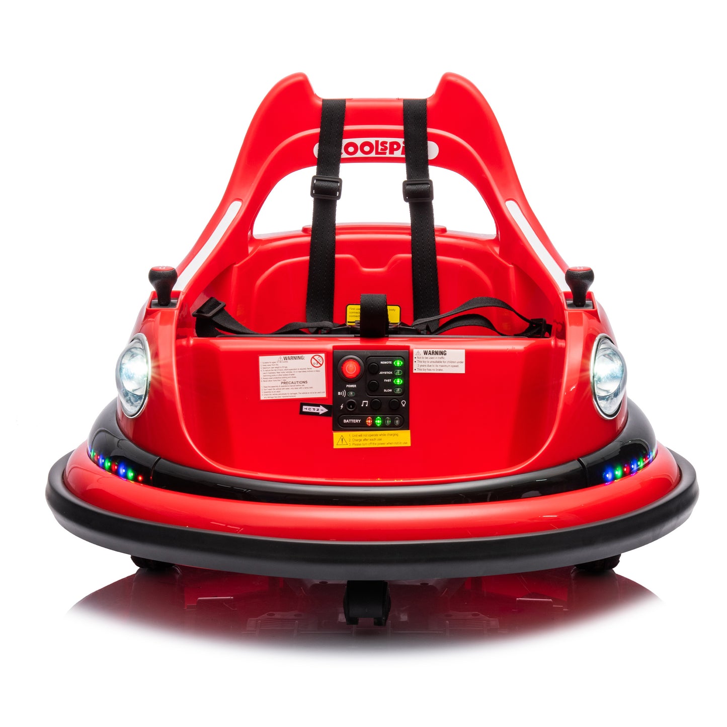 12V Ride-On Bumper Car for Kids - Remote Control, LED Lights & 360Spin, Red