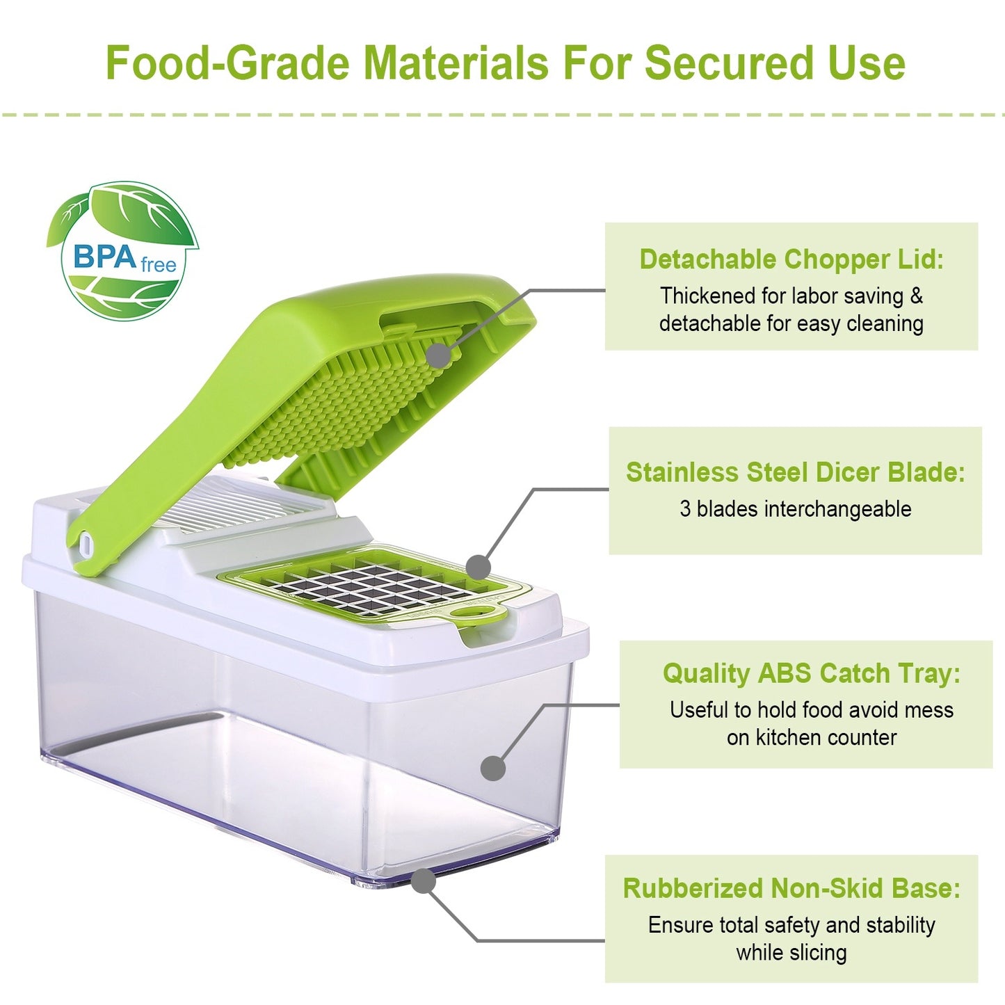 Vegetable Slicer Set, Quick, Multi-Functional Dicer with 3 Blades