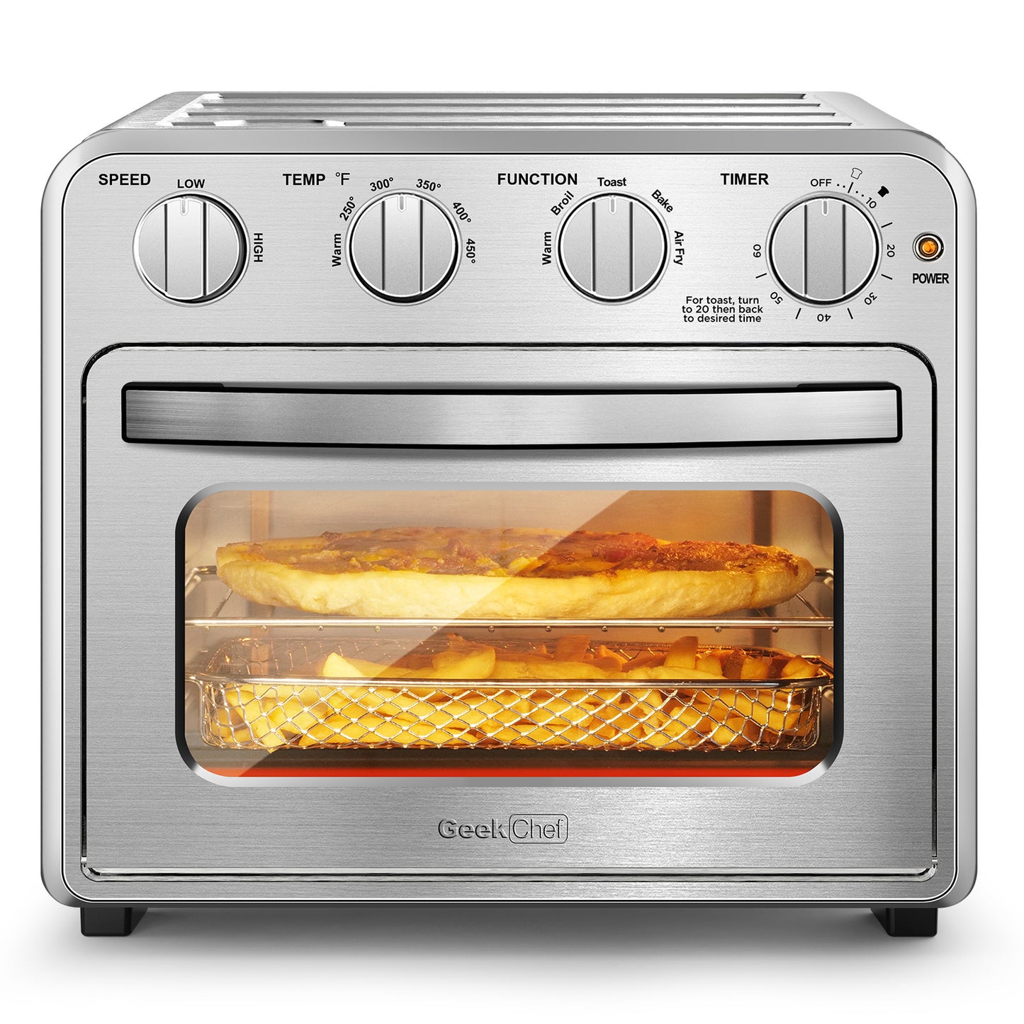 16QT Air Fryer Toaster Oven Combo, Stainless Steel